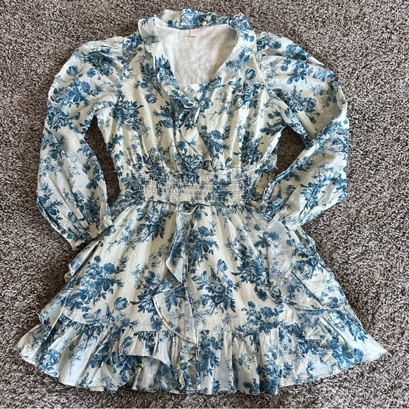LoveShackFancy Dresses & Skirts - Love Shack Fancy x Gap Blue Floral Ruffle Wrap Dress